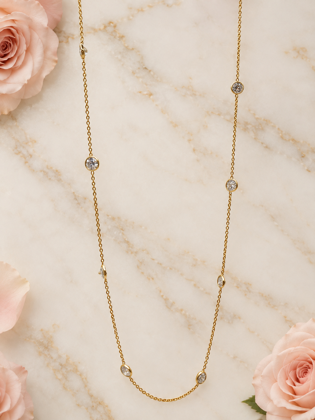 3 CTW Diamond Station Necklace in 14K Yellow Gold
