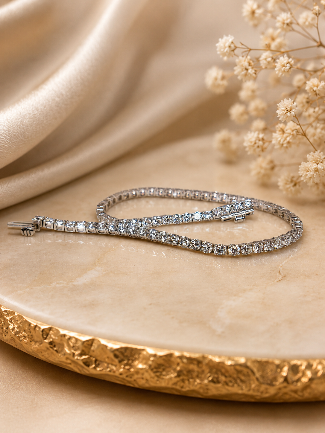14K White Gold Lab-Grown Diamond Tennis Bracelet | 4.00 CTW | 7"