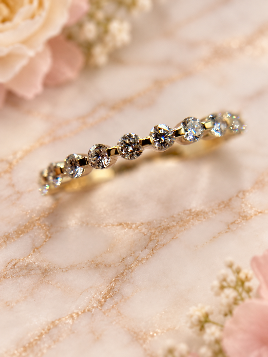 0.50 CTW Floating Lab-Grown Diamond Band in 10K Yellow Gold