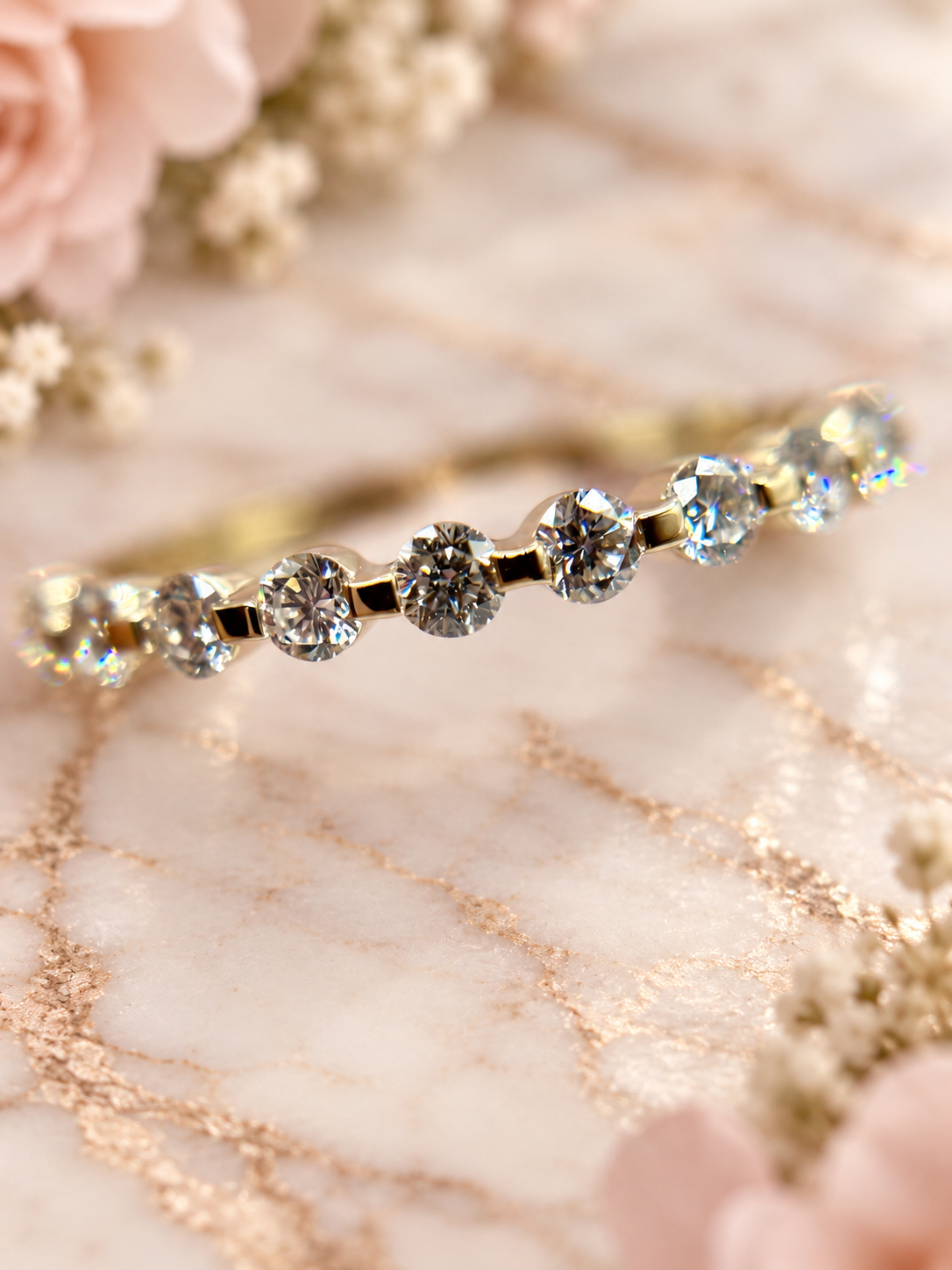 0.50 CTW Floating Lab-Grown Diamond Band in 10K Yellow Gold