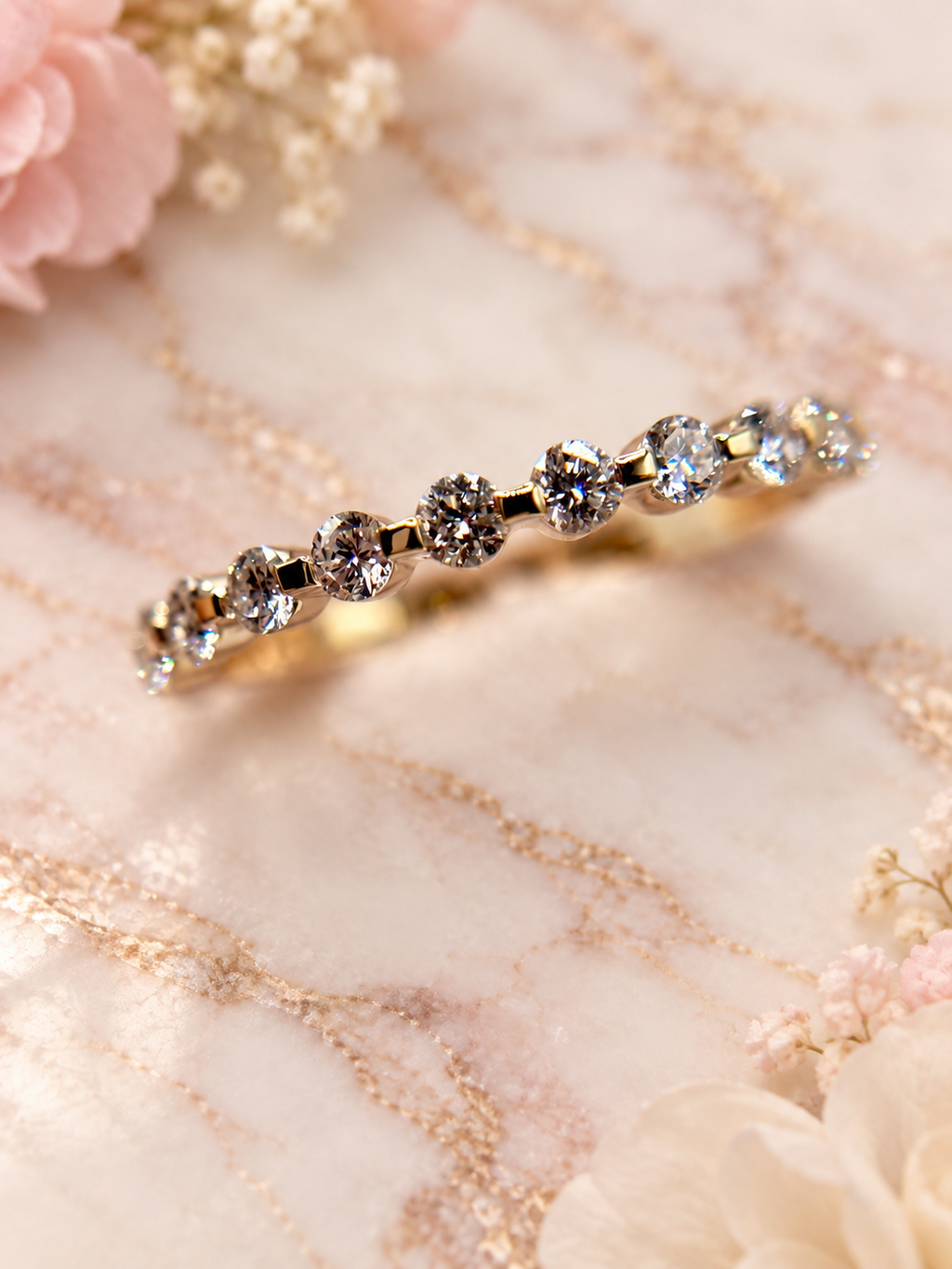0.50 CTW Floating Lab-Grown Diamond Band in 10K Yellow Gold