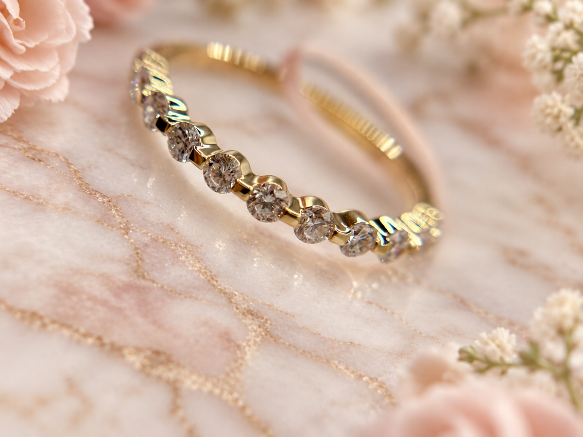 0.50 CTW Floating Lab-Grown Diamond Band in 10K Yellow Gold