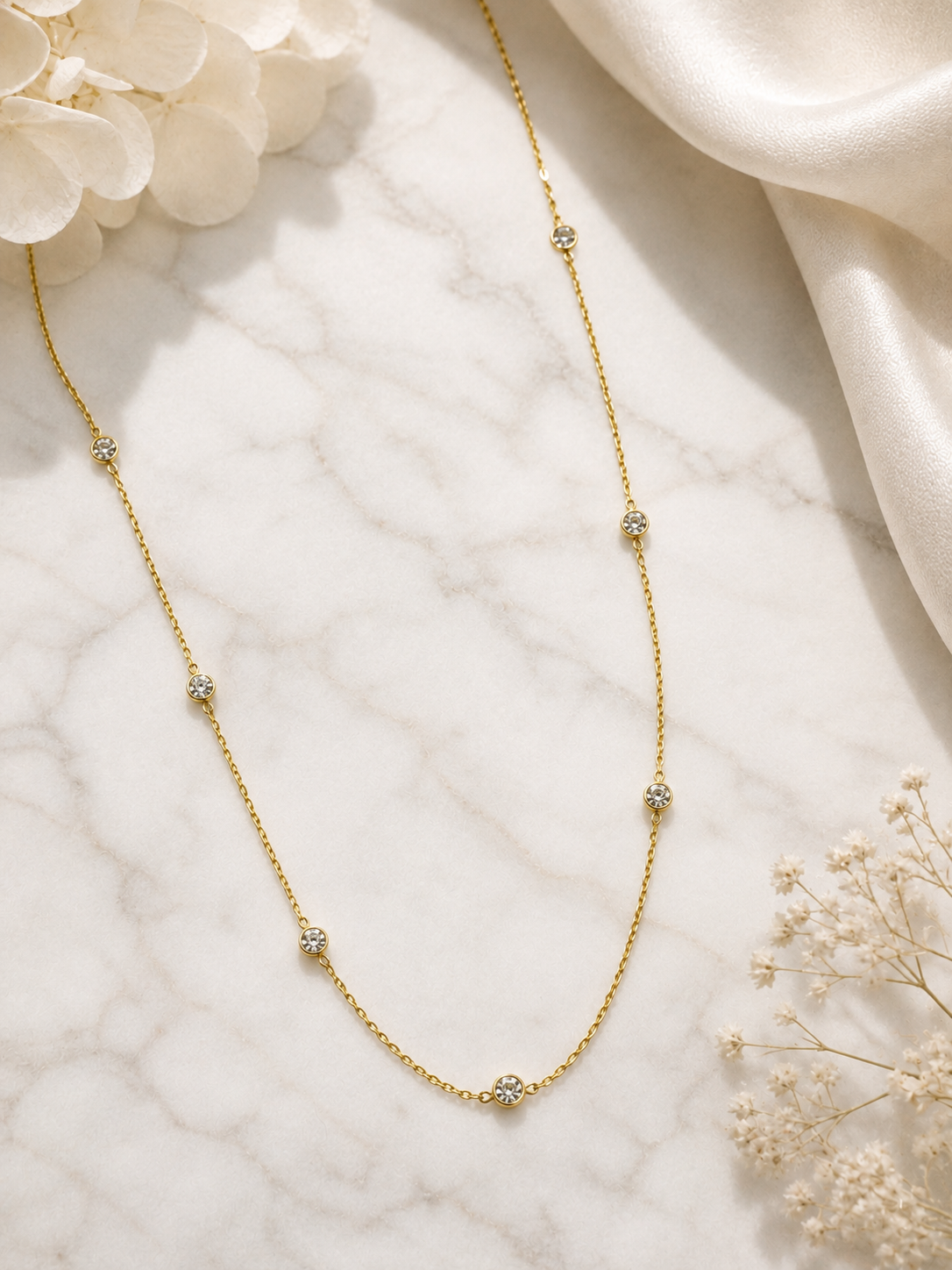 1 CTW Lab Diamond By The Yard 10 Station Necklace 14K Yellow Gold