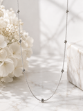 1 Carat Lab Diamond By The Yard Necklace 14K White Gold on silk
