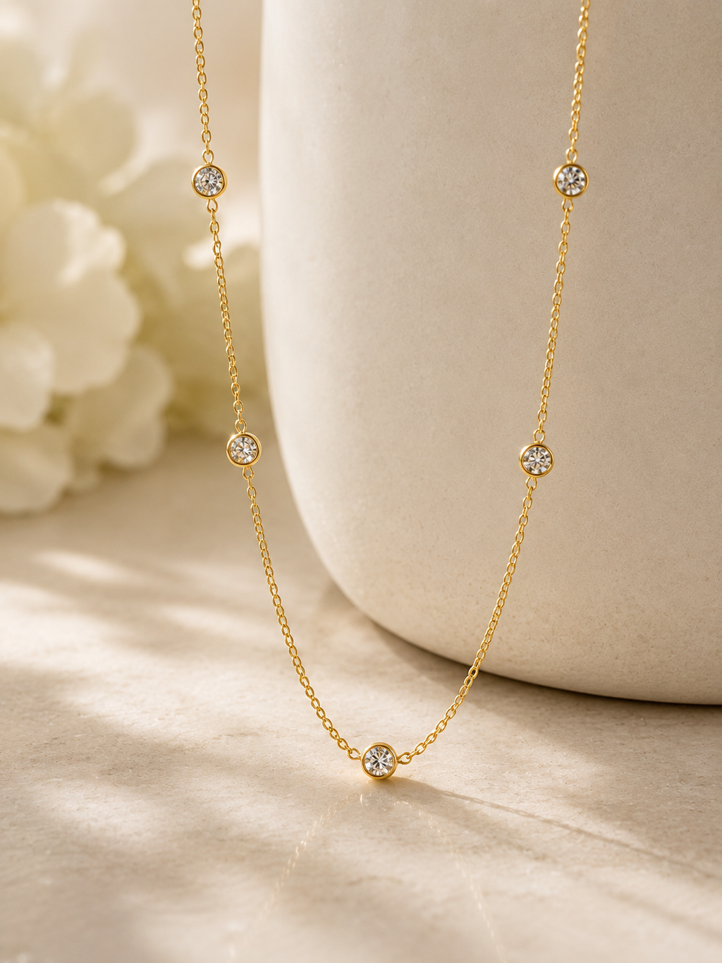 1 CTW Lab Diamond By The Yard 10 Station Necklace 14K Yellow Gold