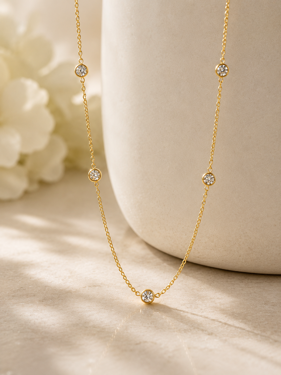 1 CTW Lab Diamond By The Yard 10 Station Necklace 14K Yellow Gold
