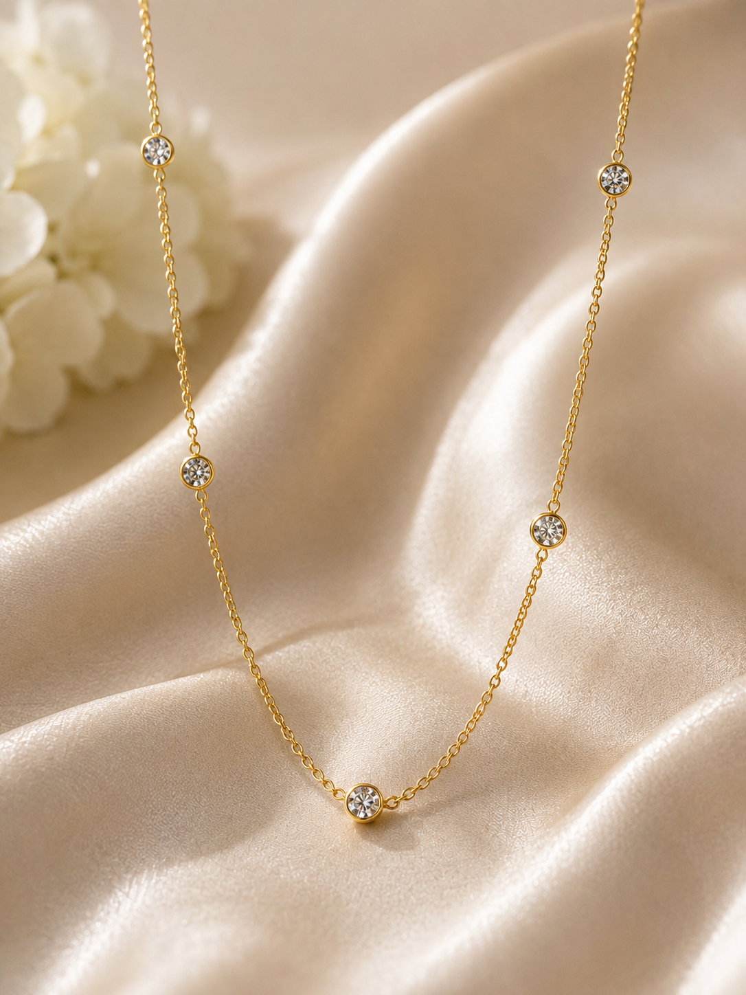1 CTW Lab Diamond By The Yard 10 Station Necklace 14K Yellow Gold