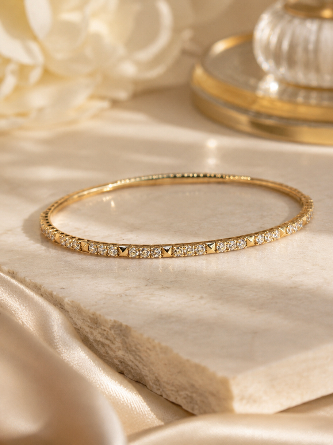 1CTW Lab-Grown Diamond Flex Bangle 14K Yellow Gold