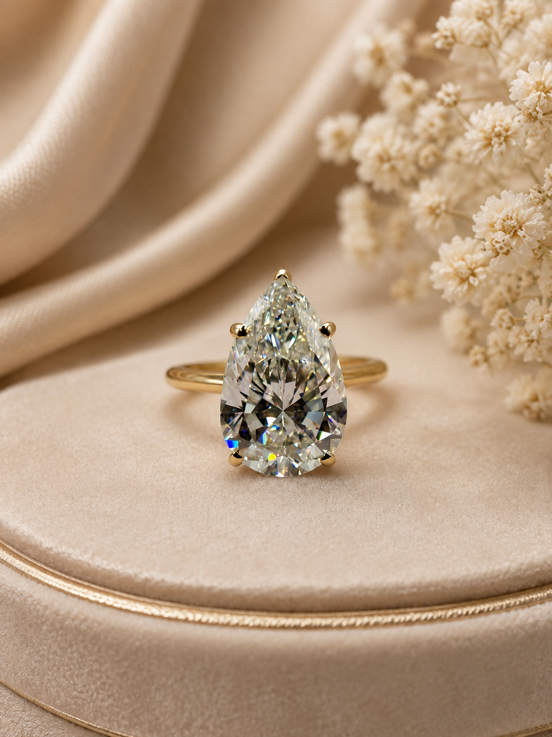 IGI Certified 4.02 Ct Pear Lab Diamond Ring – F/VS1 | 14K Yellow Gold